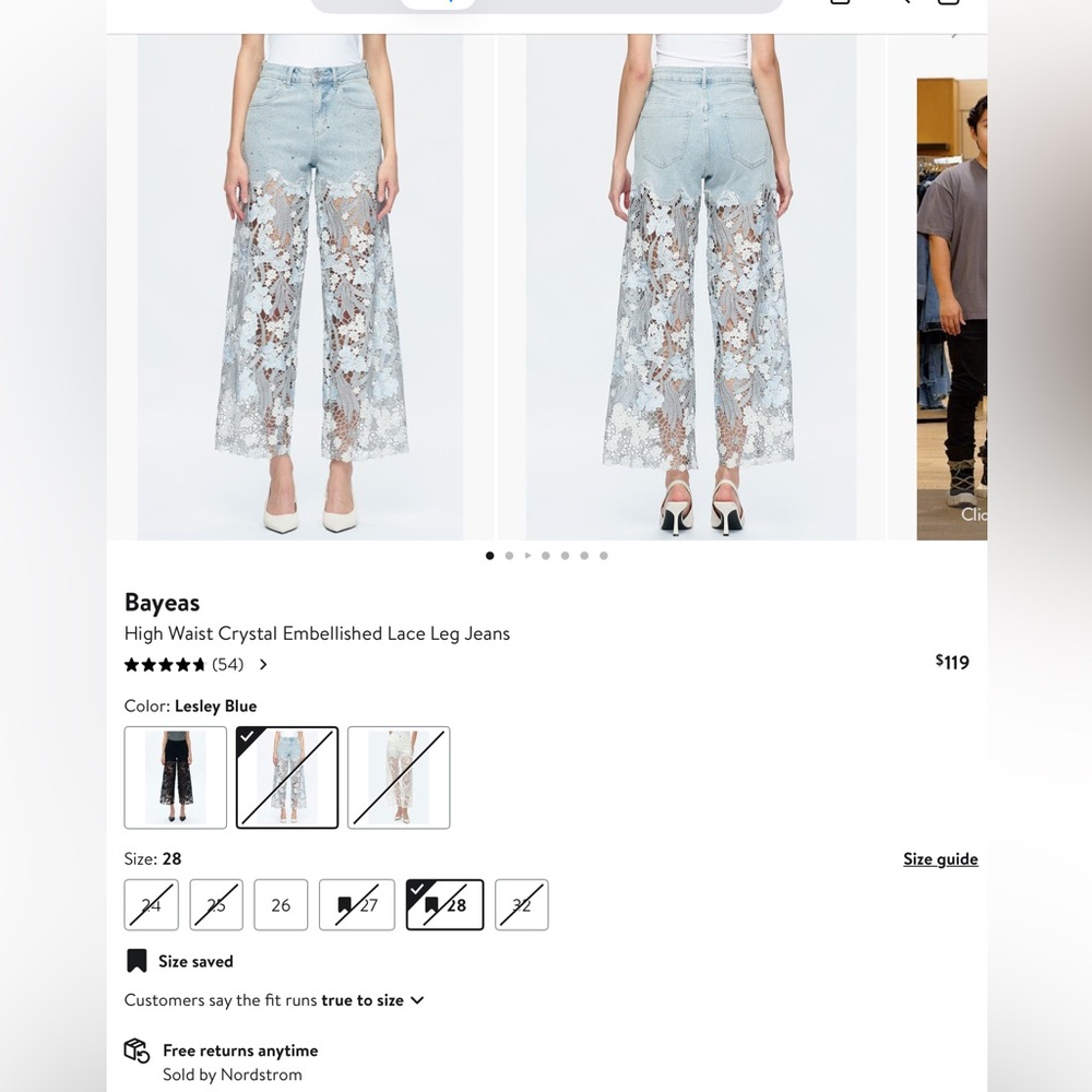 Blue Ankle Cropped Distressed Jeans SOLD OUT Bayeas crystal lace